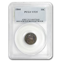 1844 Liberty Seated Dime VF-25 PCGS