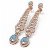 Image 3 : 9.1 ctw Blue Topaz & Diamond Earrings 18K Rose Gold