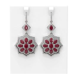 17.18 ctw Ruby & Diamond Earrings 18K White Gold