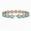 Image 2 : 15.83 ctw Turquoise & Diamond Micro Pave Halo Bracelet 10k Rose Gold