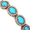 Image 3 : 15.83 ctw Turquoise & Diamond Micro Pave Halo Bracelet 10k Rose Gold