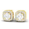Image 1 : 0.75 ctw Micro Pave VS/SI Diamond Earrings Designer Halo 18k Yellow Gold