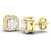Image 2 : 0.75 ctw Micro Pave VS/SI Diamond Earrings Designer Halo 18k Yellow Gold
