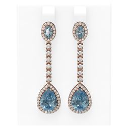 7.27 ctw Blue Topaz & Diamond Earrings 18K Rose Gold