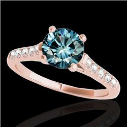 1.45 ctw SI Certified Fancy Blue Diamond Solitaire Ring 10k Rose Gold