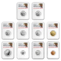2018-S Silver Reverse Proof Set PF-70 NGC (First Day of Issue)