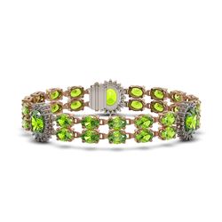 18.66 ctw Peridot & Diamond Bracelet 14K Rose Gold