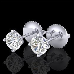 0.65 ctw VS/SI Diamond Solitaire Art Deco Stud Earrings 18k White Gold
