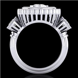 2.62 ctw VS/SI Diamond Solitaire Art Deco 3 Stone Ring 18k White Gold
