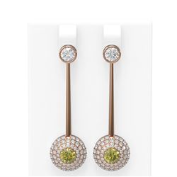 3.67 ctw Intense Blue Diamond Earrings 18K Rose Gold