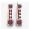 Image 1 : 19.88 ctw Ruby & Diamond Earrings 14K Rose Gold
