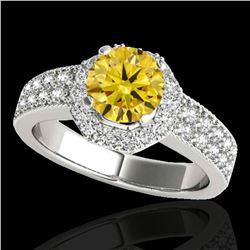 1.4 ctw Certified SI/I Fancy Intense Yellow Diamond Ring 10k White Gold