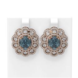 11.21 ctw Blue Topaz & Diamond Earrings 18K Rose Gold
