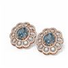 Image 3 : 11.21 ctw Blue Topaz & Diamond Earrings 18K Rose Gold