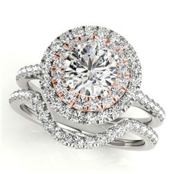 1.70 ctw Certified VS/SI Diamond 2pc Set Solitaire Halo 14k 2Tone Gold