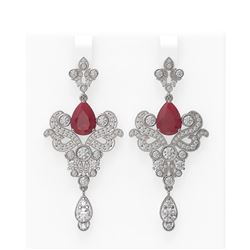 11.5 ctw Ruby & Diamond Earrings 18K White Gold