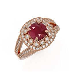 2.69 ctw Certified Ruby & Diamond Victorian Ring 14K Rose Gold