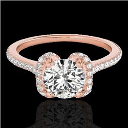 1.33 ctw Certified Diamond Solitaire Halo Ring 10k Rose Gold