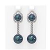 Image 1 : 0.63 ctw Diamond & Pearl Earrings 18K White Gold