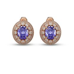9.06 ctw Tanzanite & Diamond Victorian Earrings 14K Rose Gold