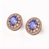 Image 2 : 9.06 ctw Tanzanite & Diamond Victorian Earrings 14K Rose Gold