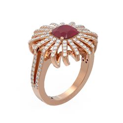 3.35 ctw Ruby & Diamond Ring 18K Rose Gold