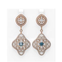 6.06 ctw Intense Blue Diamond Earrings 18K Rose Gold