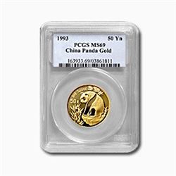 1993 China 1/2 oz Gold Panda Large Date MS-69 PCGS