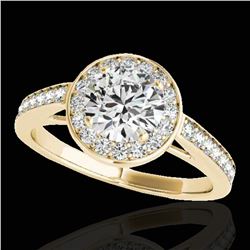 1.45 ctw Certified Diamond Solitaire Halo Ring 10k Yellow Gold