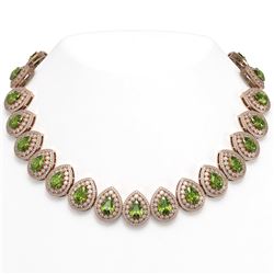124.02 ctw Tourmaline & Diamond Victorian Necklace 14K Rose Gold