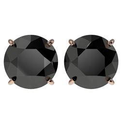4.19 ctw Fancy Black Diamond Solitaire Stud Earrings 10k Rose Gold