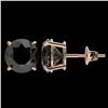 Image 2 : 3.18 ctw Fancy Black Diamond Solitaire Stud Earrings 10k Rose Gold