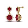 Image 2 : 7 ctw Ruby & Micro Pave VS/SI Diamond Earrings Designer 10k Yellow Gold