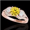 Image 1 : 1.7 ctw Certified SI Intense Yellow Diamond 3 Stone Ring 10k Rose Gold