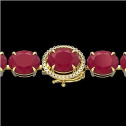 75 ctw Ruby & Micro Pave VS/SI Diamond Bracelet 14k Yellow Gold