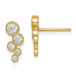 14k Cubic Zirconia Cluster Drop Post Earrings - 45 mm