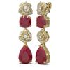 Image 2 : 12.5 ctw Ruby & Diamond Earrings 18K Yellow Gold