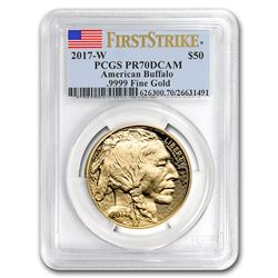 2017-W 1 oz Proof Gold Buffalo PR-70 PCGS (FS, Flag Label)