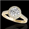 Image 1 : 1.93 ctw Certified Diamond Solitaire Halo Ring 10k Yellow Gold
