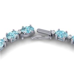 34 ctw Sky Blue Topaz & VS/SI Diamond Certified Necklace 10k White Gold