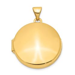 14k Yellow Gold Round Plain Domed Locket - 28 mm