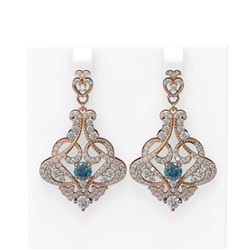 5.13 ctw Intense Blue Diamond Earrings 18K Rose Gold