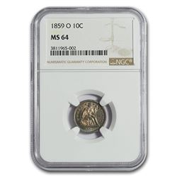 1859-O Liberty Seated Dime MS-64 NGC