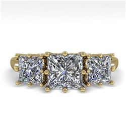 2.0 ctw Past Present Future VS/SI Princess Diamond Ring 18k Yellow Gold