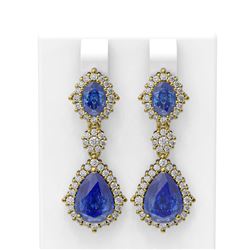 10.08 ctw Tanzanite & Diamond Earrings 18K Yellow Gold