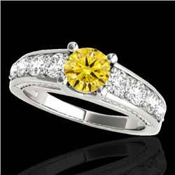 2.55 ctw Certified SI/I Fancy Intense Yellow Diamond Ring 10k White Gold