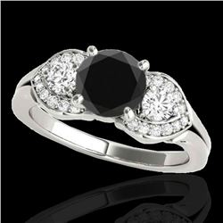 1.7 ctw Certified VS Black Diamond 3 Stone Ring 10k White Gold