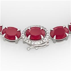 92 ctw Ruby & VS/SI Diamond Eternity Micro Necklace 14k White Gold