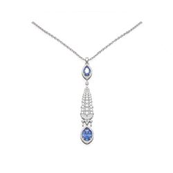 5.43 ctw Tanzanite & Diamond Necklace 18K White Gold