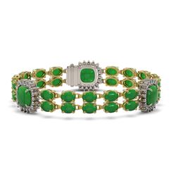 15.79 ctw Jade & Diamond Bracelet 14K Yellow Gold